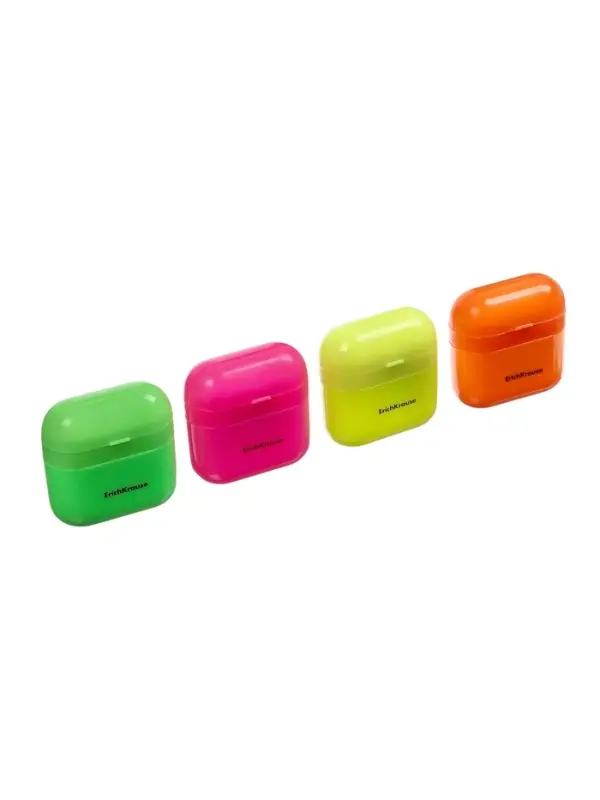 Точилка ErichKrause Case Duo Neon, 2 отверстия, с контейнером, МИКС