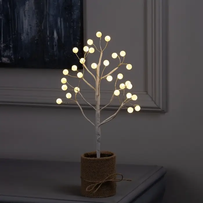 Светодиодный куст &laquo;Шарики&raquo; 35 см, 30 LED, от батареек AAx3, свечение тёплое белое