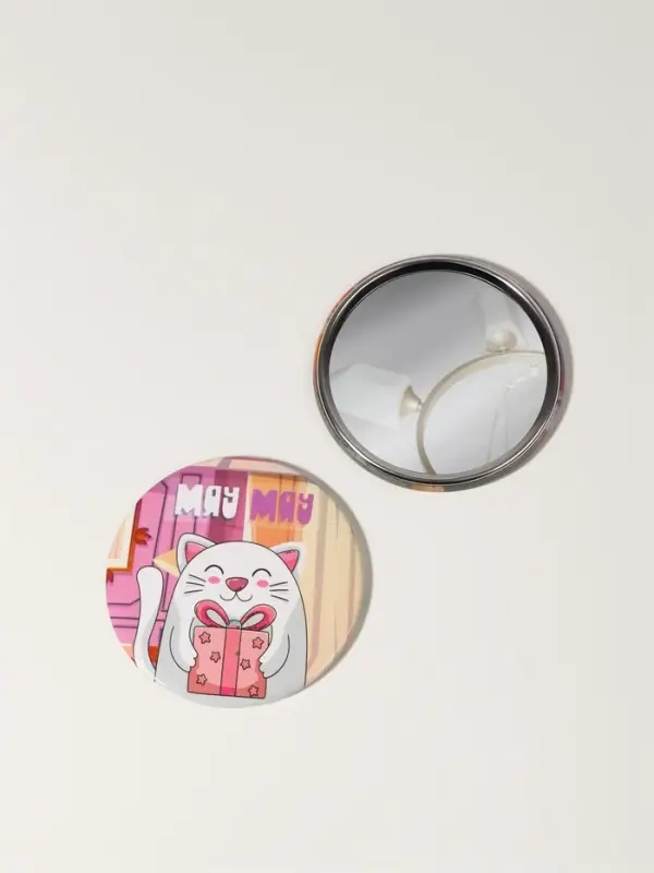 Зеркало карманное «Котик», d=7 см, разноцветное Зеркало карманное «Котик», d=7 см, разноцветное