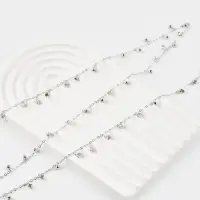 Цепочка со стразами 4 мм. L=100 см, мелкое плетение 2*1,8 мм, цвет серебро