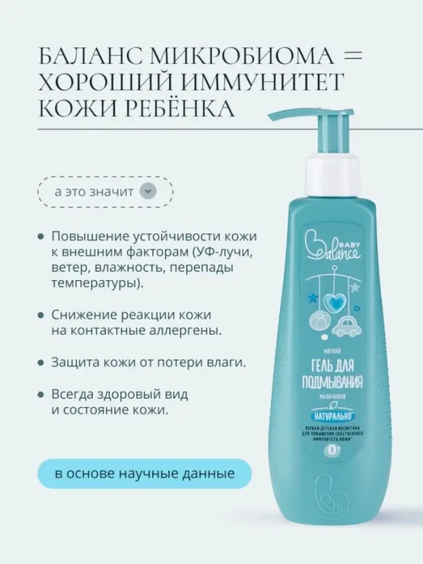 Гель для подмывания мальчиков Baby Balance мягкий, 250 мл Гель для подмывания мальчиков Baby Balance мягкий, 250 мл