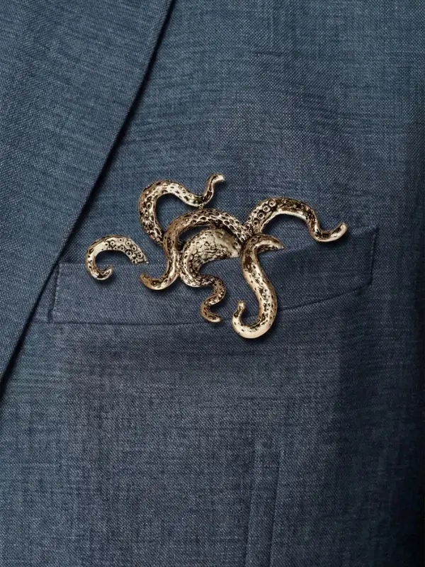 Брошь для кармана &laquo;Осьминог&raquo;, цвет чернёное золото