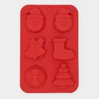 Форма для выпечки Доляна &laquo;Новый год. Праздник к нам приходит&raquo;, силикон, 26&times;17.5 см, 6 ячеек, красная