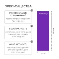Эспандер ленточный для фитнеса ONLYTOP, 150&times;15&times;0.05 см, 20 кг, МИКС
