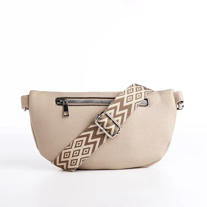 Сумка женская кросс-боди на молнии, 26×10×16 см, бежевая Сумка женская кросс-боди на молнии, 26×10×16 см, бежевая