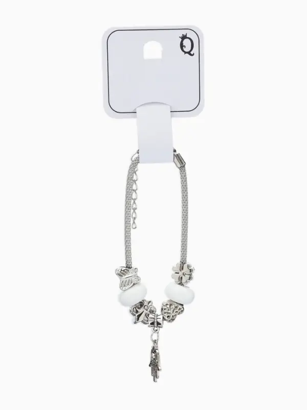 Браслет с шармами &laquo;Марджери. Рука хамса&raquo;, L=19 см, белый в серебре