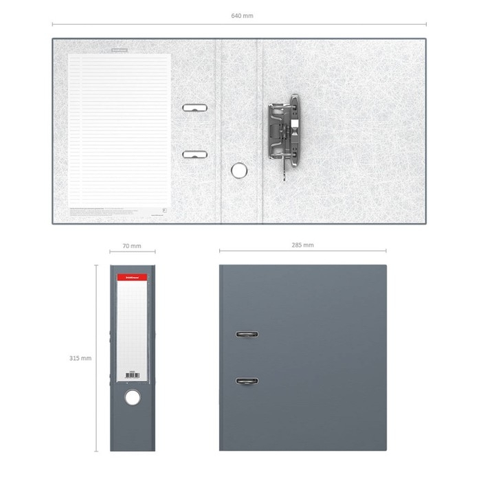 Папка-регистратор А4, 70 мм, Granite, собранная, серая, пластиковый карман, картон 1.75 мм, вместимость 450 листов Папка-регистратор А4, 70 мм, Granite, собранная, серая, пластиковый карман, картон 1.75 мм, вместимость 450 листов