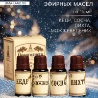Новогодний набор эфирных масел &laquo;Новогоднего настроения&raquo;, кедр, можжевельник, сосна, пихта, 4 шт. по 15 мл