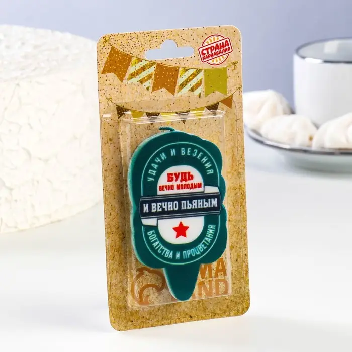 Свеча для торта «Вечно пьяный», 6.5 см, зеленая Свеча для торта «Вечно пьяный», 6.5 см, зеленая