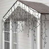 Гирлянда &laquo;Бахрома&raquo; 3&times;0.9 м, IP65, УМС, тёмная нить каучук, 144 LED, свечение мульти, 220 В