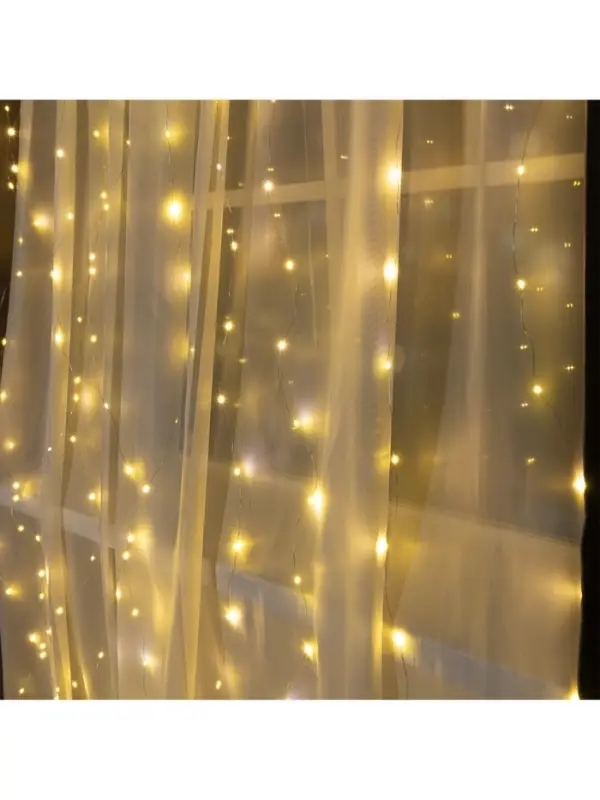 Гирлянда &laquo;Занавес&raquo; 2.8&times;3 м, роса на крючках, IP20, серебристая нить, 300 LED, свечение тёплое белое, мерцание, USB