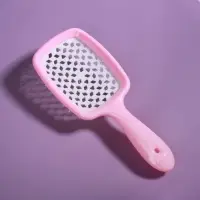 Расчёска массажная, широкая, вентилируемая, 8,5 × 20,5 см, PVC коробка, цвет розовый/белый