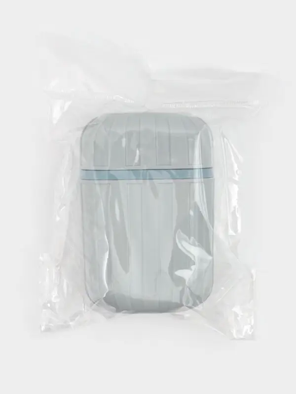 Мыльница для ванной дорожная с крышкой, серая