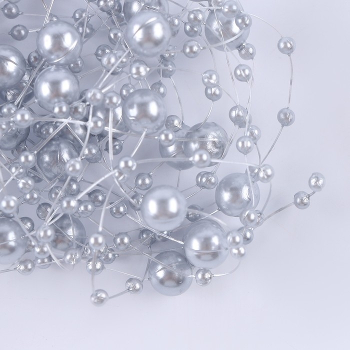 Леска для декора с бусинками, длина — 4,8 м, цвет серебряный Леска для декора с бусинками, длина — 4,8 м, цвет серебряный