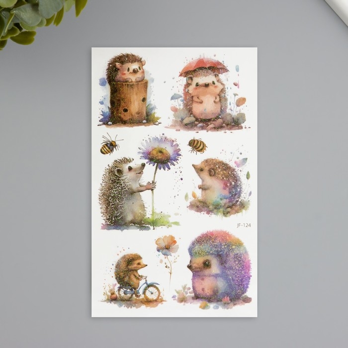 Татуировка на тело фосфорные с блёстками Татуировка на тело фосфорные с блёстками "Ёжик" 7,5х12 см