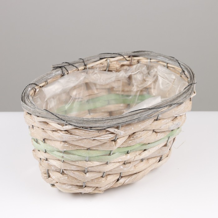 Кашпо плетёные овальное, 23x15х12см, натуральный Кашпо плетёные овальное, 23x15х12см, натуральный