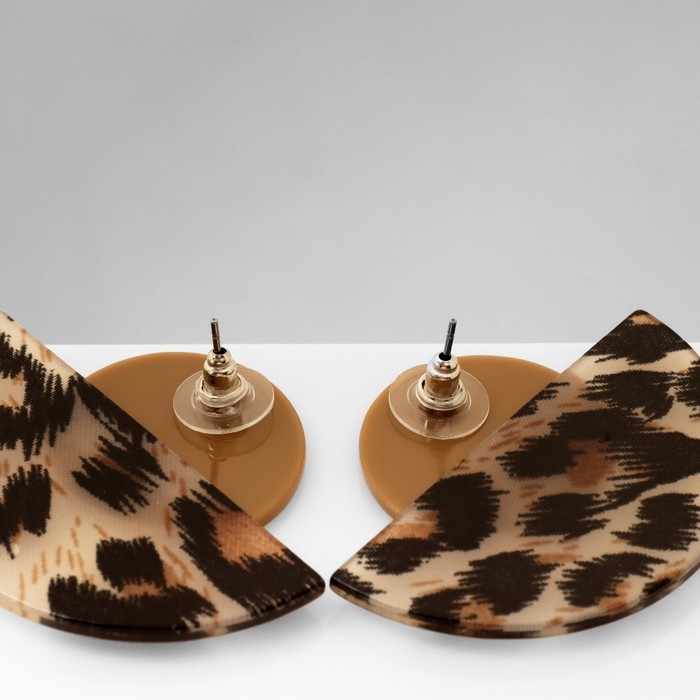 Серьги пластик «Танзания» полукруг бежевый леопард, цветные Серьги пластик «Танзания» полукруг бежевый леопард, цветные