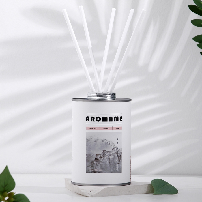 Набор диффузор ароматический Набор диффузор ароматический "Aromame", слива, амбра, кожа, табак, 500 мл, круглая банка