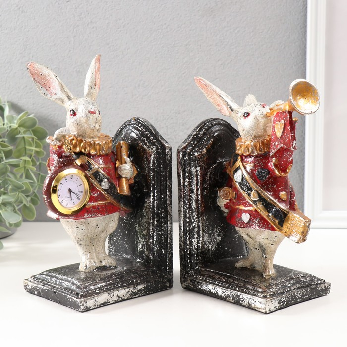 Подставка-держатель для книг интерьерная с часами Подставка-держатель для книг интерьерная с часами"Заяц - паж" н-р из 2-х штук 2,5х21х8,5см