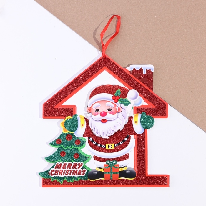 Подвеска  Подвеска "Новогодний" домик, Санта Клаус, 22 х 24 см