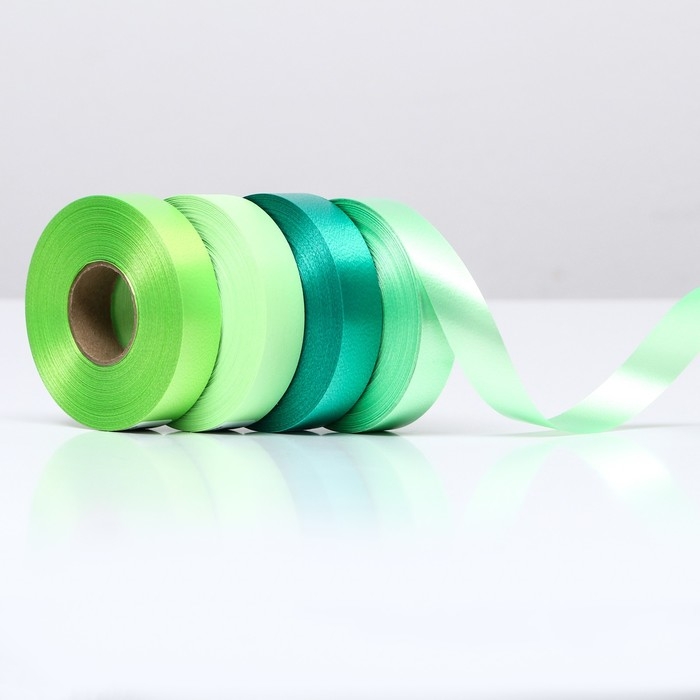 Лента для декора и подарков, салатовый МИКС, 2 см х 45 м Лента для декора и подарков, салатовый МИКС, 2 см х 45 м