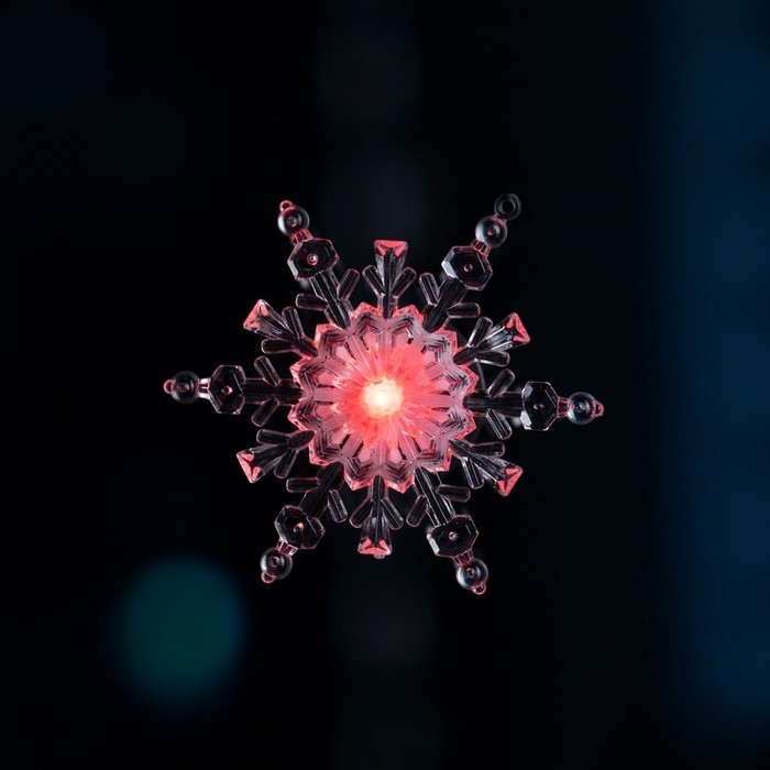 Светодиодная игрушка на липучке «Снежинка» 11 см, батарейки LR44х3 (в комплекте), свечение мульти Светодиодная игрушка на липучке «Снежинка» 11 см, батарейки LR44х3 (в комплекте), свечение мульти