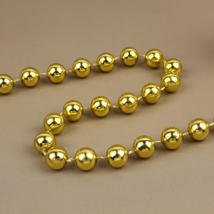 Бусы на нитях, круглые, 12 мм, 2 м, цвет золотой Бусы на нитях, круглые, 12 мм, 2 м, цвет золотой