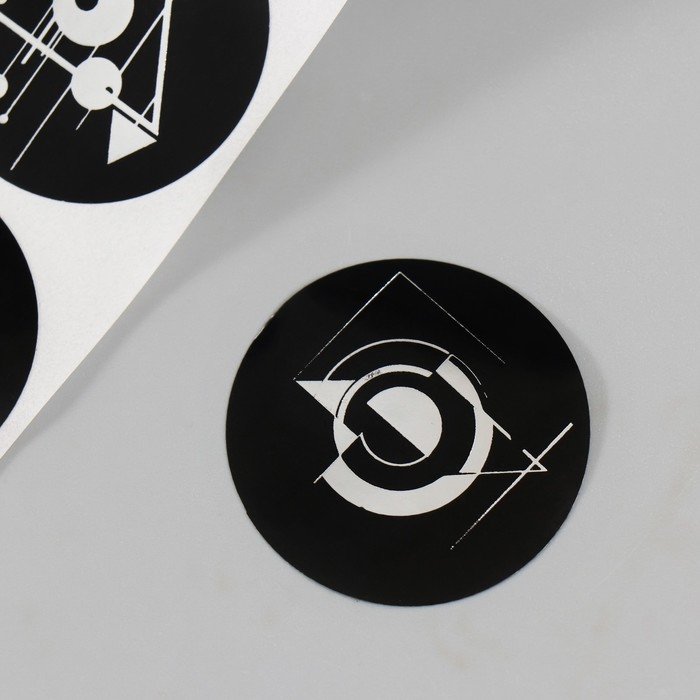 Наклейка бумага Наклейка бумага "Геометрия абстракция" тиснение серебро d=3,8 см 252 шт в рулоне