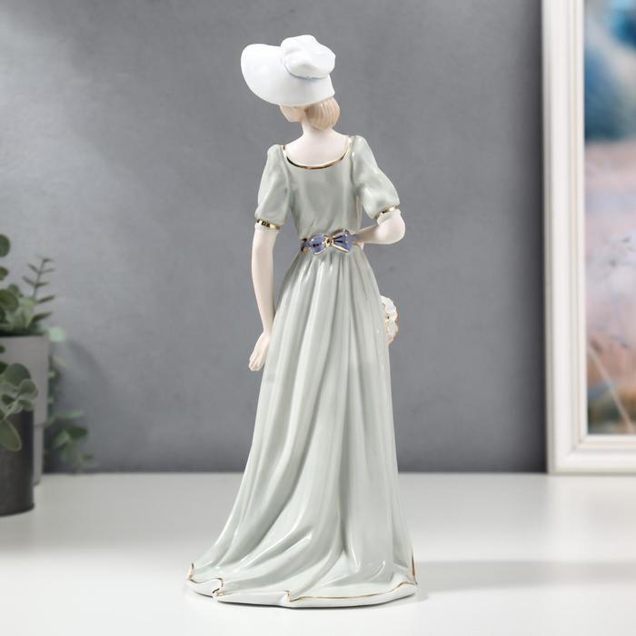 Сувенир керамика "Девушка в ретро-платье в шляпке-панамке с сумочкой" 32х10,5х13,5 см