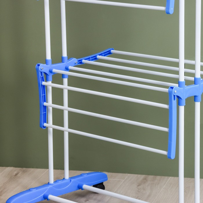 Сушилка для белья напольная трёхуровневая Доляна, 75(126)×64×170 см, рабочая длина 16 м, на колёсах Сушилка для белья напольная трёхуровневая Доляна, 75(126)×64×170 см, рабочая длина 16 м, на колёсах