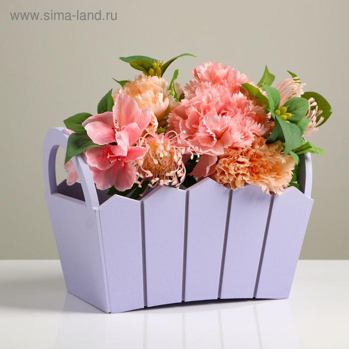 Кашпо деревянное 25×16×17 см  Кашпо деревянное 25×16×17 см "Мария", ручки боковые, МДФ, лаванда