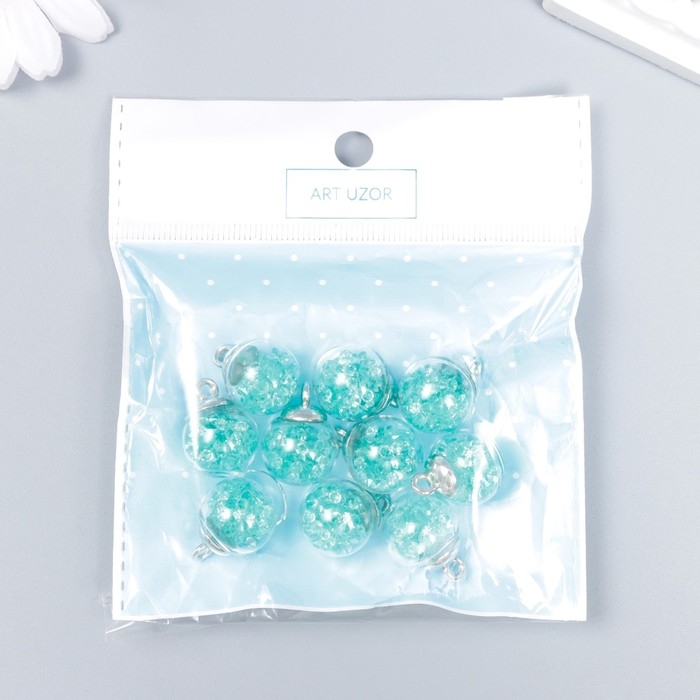 Подвеска декоративная для творчества стекло "Шар - камешки" морс. волна d=1,6 см набор 10шт