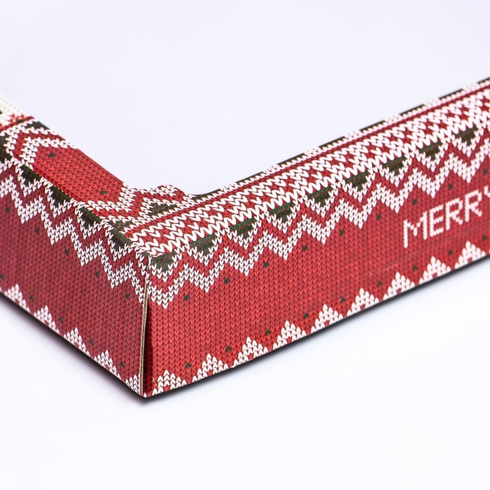 Новый год. Коробка сборная крышка-дно с окном, Новый год. Коробка сборная крышка-дно с окном, "Скандинавия", 26 х 21 х 4 см.