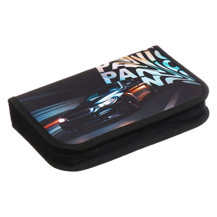 Пенал 1 секция 140 х 210 х 40 мм, откидной карман и косметичка, тканевый, Calligrata TOP Content  Пенал 1 секция 140 х 210 х 40 мм, откидной карман и косметичка, тканевый, Calligrata TOP Content "Тачка panic"