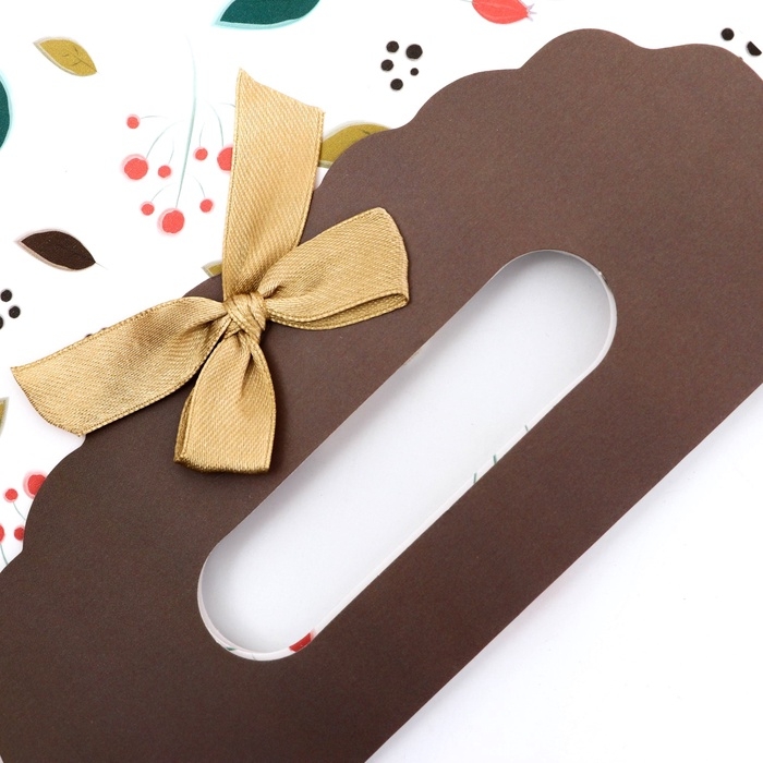 Подарочная коробка-пакет, упаковка с вырубной ручкой, Подарочная коробка-пакет, упаковка с вырубной ручкой, "Весенняя композиция" , 19 х 9 х 27 см