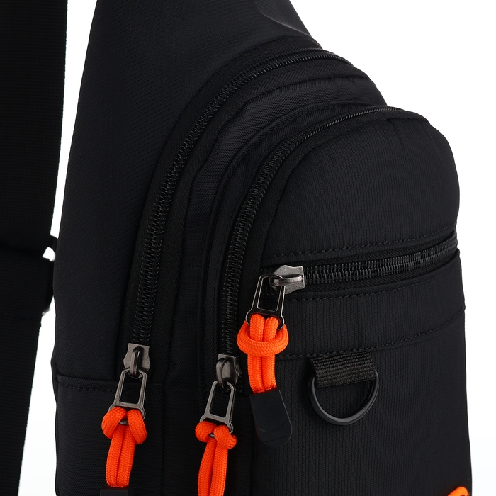 Сумка-слинг из текстиля, 3 наружных кармана, цвет чёрный Сумка-слинг из текстиля, 3 наружных кармана, цвет чёрный