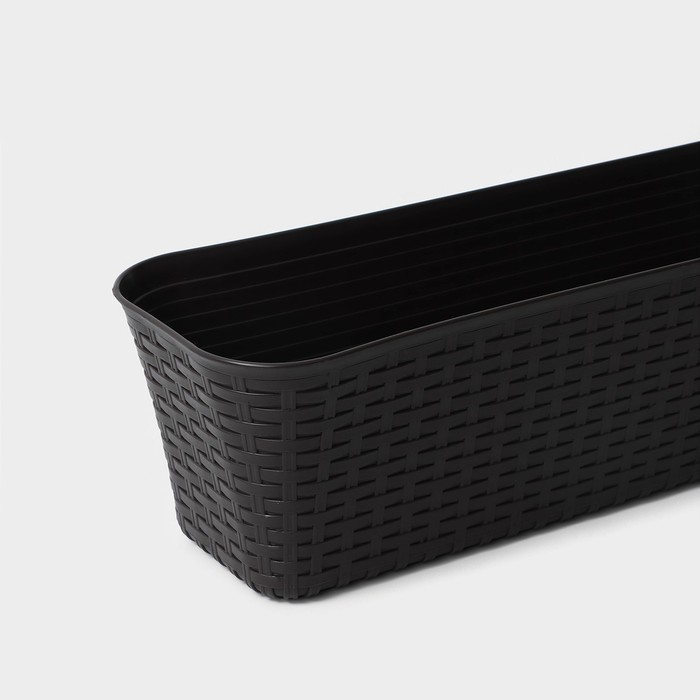 Ящик балконный «Ротанг», 57,5 см, 12 л, цвет коричневый Ящик балконный «Ротанг», 57,5 см, 12 л, цвет коричневый