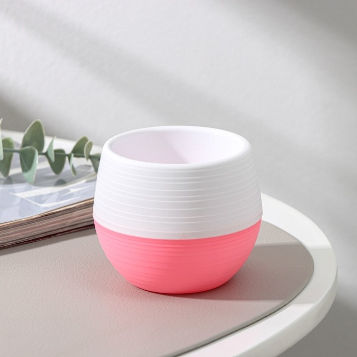 Горшок для цветов с поддоном «Япония», 125 мл, d=8 см, h=6,5 см, цвет белый-розовый Горшок для цветов с поддоном «Япония», 125 мл, d=8 см, h=6,5 см, цвет белый-розовый