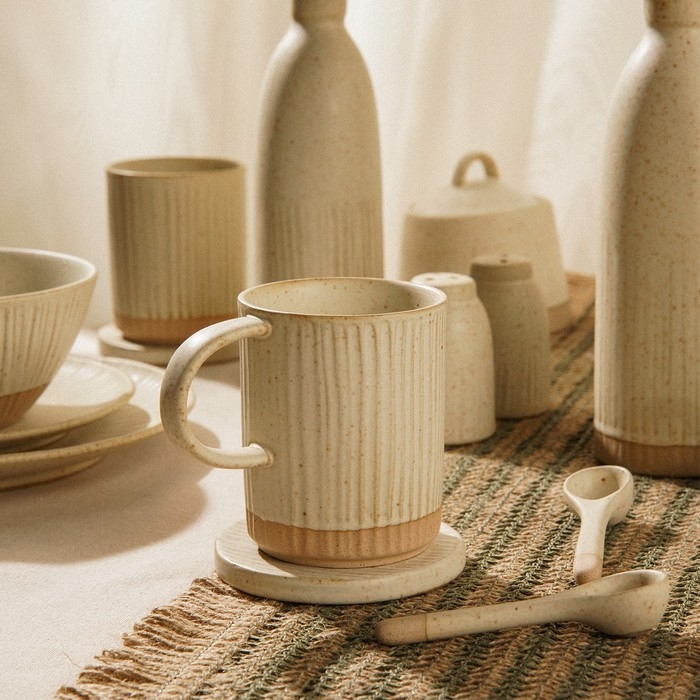 Набор кружек керамических SL Home «Виенто», 350 мл, цвет бежевый Набор кружек керамических SL Home «Виенто», 350 мл, цвет бежевый