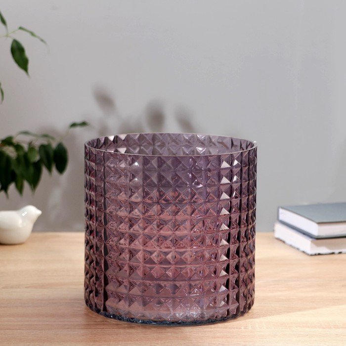 Ваза Ваза "Скандик лиловый Эмилия-1" h-19.5см d-19.5см толщ.стекла 3,1мм (2623)