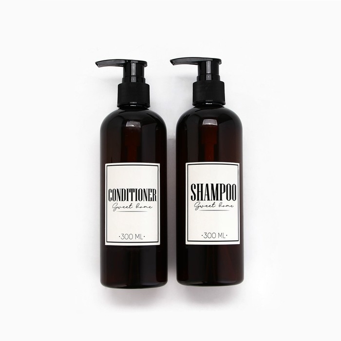 Дозатор для шампуня и кондиционера Sweet home, 300 мл., набор 2 шт. Дозатор для шампуня и кондиционера Sweet home, 300 мл., набор 2 шт.