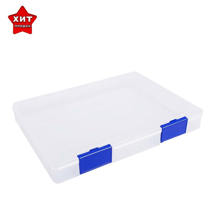 Папка для документов А4, с синими защелками, 230 х 305 х 40 мм, прозрачный корпус Папка для документов А4, с синими защелками, 230 х 305 х 40 мм, прозрачный корпус