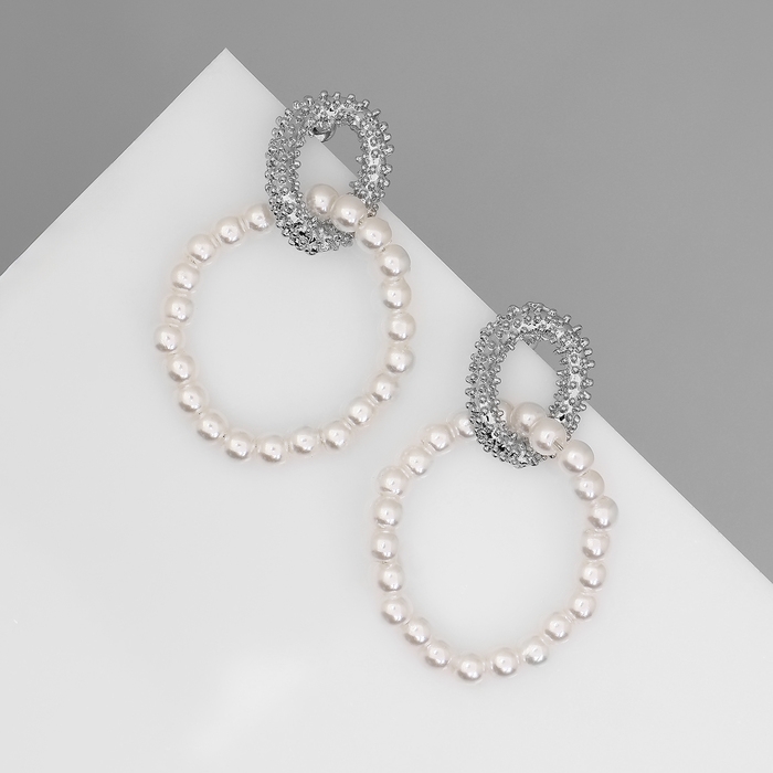 Серьги с жемчугом «Бусина» переплетение чувств, цвет серебро Серьги с жемчугом «Бусина» переплетение чувств, цвет серебро