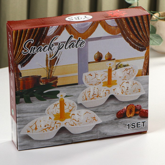 Менажница керамическая 3 ячейки «Марбл», 160 мл, 25,3×23×4,5 см, цвет белый Менажница керамическая 3 ячейки «Марбл», 160 мл, 25,3×23×4,5 см, цвет белый