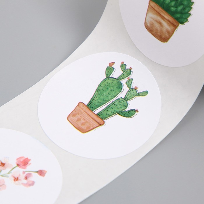 Наклейка бумага Наклейка бумага "Цветы. Абстракция" d=3,8 см 250 шт в рулоне