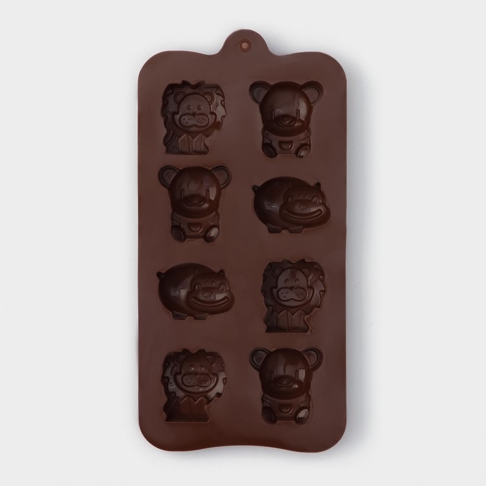 Форма для украшений Доляна «Зоопарк», силикон, 21×10,5 см, 8 ячеек (3,9×3,5 см), цвет коричневый Форма для украшений Доляна «Зоопарк», силикон, 21×10,5 см, 8 ячеек (3,9×3,5 см), цвет коричневый