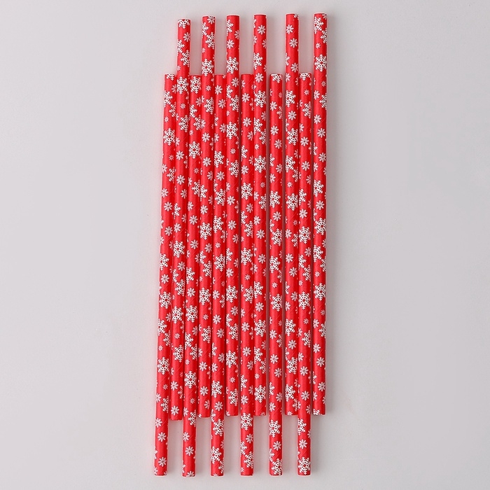 Новый год! Трубочки для коктейля «Снежинки», набор 12 шт.