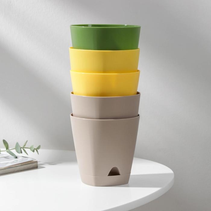 Набор горшков для цветов с прикорневым поливом Amsterdam, 650 мл, 5 шт, цвет МИКС Набор горшков для цветов с прикорневым поливом Amsterdam, 650 мл, 5 шт, цвет МИКС