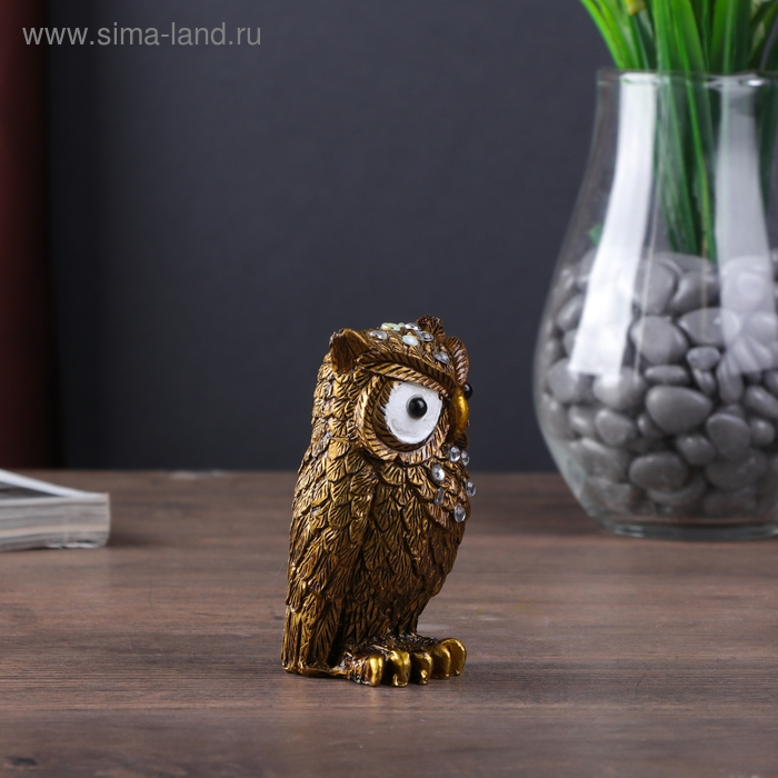 Сувенир полистоун Сувенир полистоун "Филин кофейный" стразы 8,5х5,3х4,3 см