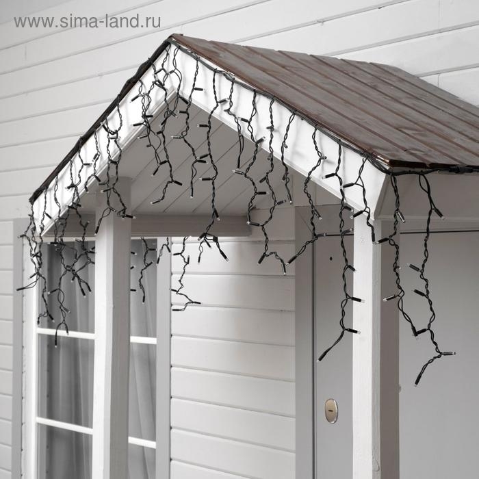 Гирлянда "Бахрома" 3 х 0.6 м , IP65, УМС, тёмная нить каучук, 108 LED, свечение синее, 220 В